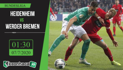 Soi kèo Heidenheim vs Werder Bremen 1h30, ngày 7/7/2020