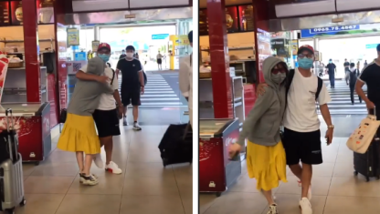 Bạn gái ôm ấp Quang Hải giữa sân bay, tự nhiên như chốn không người