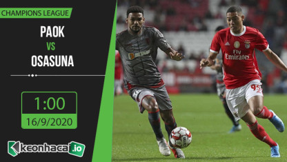 Soi kèo PAOK vs Benfica 1h, ngày 16/9/2020
